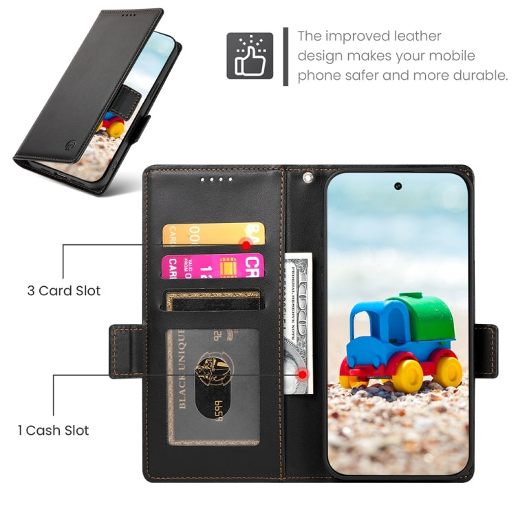 For Google Pixel 9 Side Buckle Magnetic Frosted Leather Phone Case(Black)