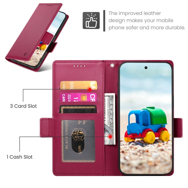 For Google Pixel 9 Side Buckle Magnetic Frosted Leather Phone Case(Wine Red)