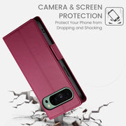 For Google Pixel 9 Side Buckle Magnetic Frosted Leather Phone Case(Wine Red)
