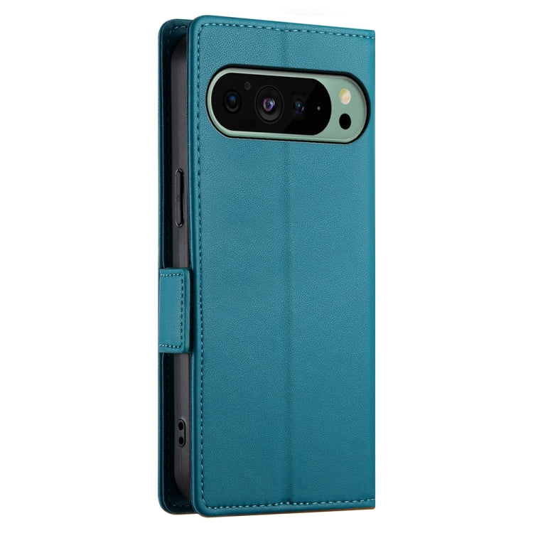 For Google Pixel 9 Side Buckle Magnetic Frosted Leather Phone Case(Blue)