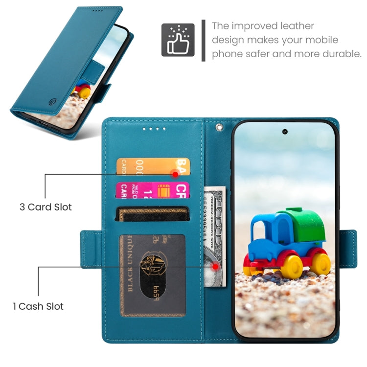 For Google Pixel 9 Side Buckle Magnetic Frosted Leather Phone Case(Blue)