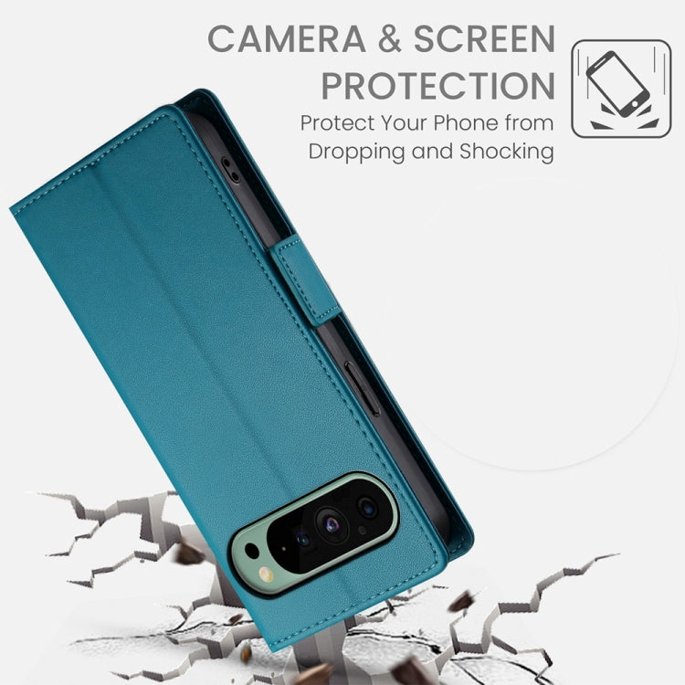 For Google Pixel 9 Side Buckle Magnetic Frosted Leather Phone Case(Blue)