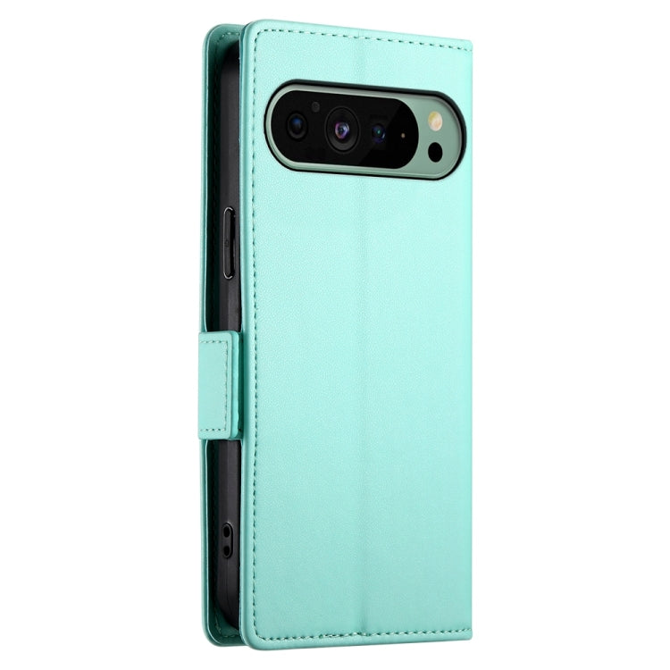 For Google Pixel 9 Side Buckle Magnetic Frosted Leather Phone Case(Mint Green)
