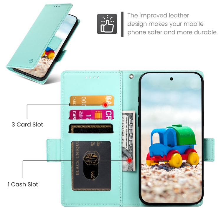 For Google Pixel 9 Side Buckle Magnetic Frosted Leather Phone Case(Mint Green)
