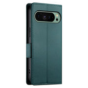 For Google Pixel 9 Side Buckle Magnetic Frosted Leather Phone Case(Dark Green)