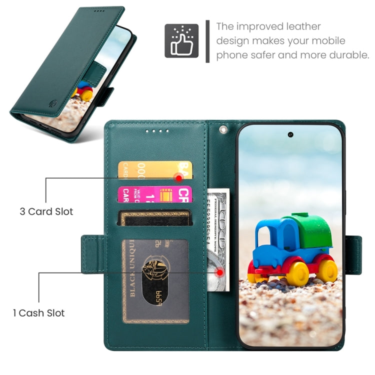 For Google Pixel 9 Side Buckle Magnetic Frosted Leather Phone Case(Dark Green)