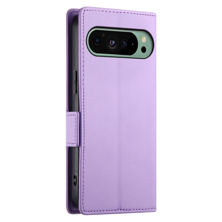 For Google Pixel 9 Side Buckle Magnetic Frosted Leather Phone Case(Purple)