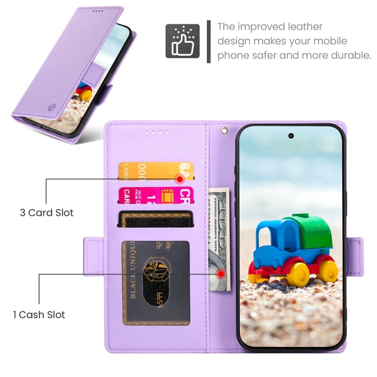For Google Pixel 9 Side Buckle Magnetic Frosted Leather Phone Case(Purple)
