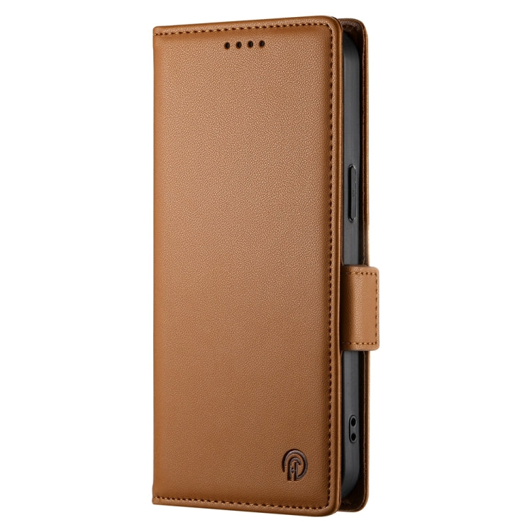 For Google Pixel 9 Side Buckle Magnetic Frosted Leather Phone Case(Brown)