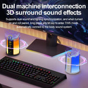 AEC S16 Portable LED Light Rainbow RGB Bluetooth Wireless TWS Speaker(Black)