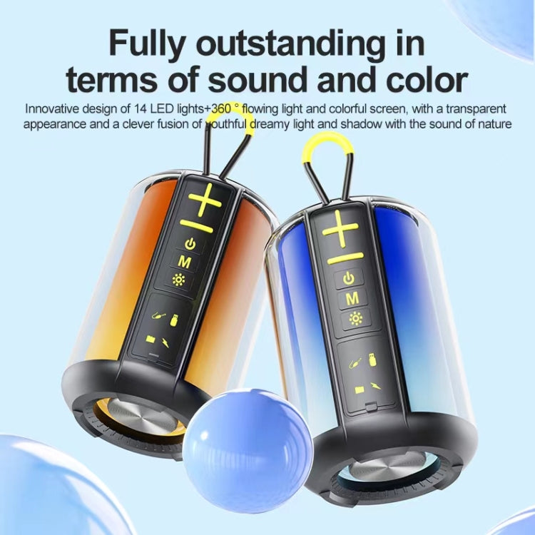AEC S16 Portable LED Light Rainbow RGB Bluetooth Wireless TWS Speaker(Black)