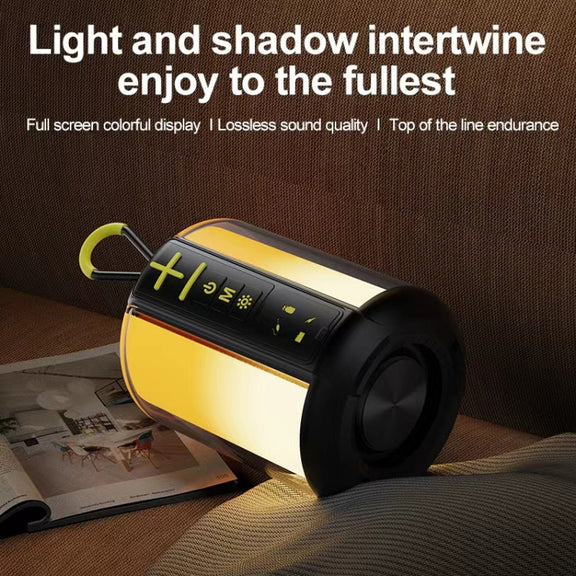 AEC S16 Portable LED Light Rainbow RGB Bluetooth Wireless TWS Speaker(Black)