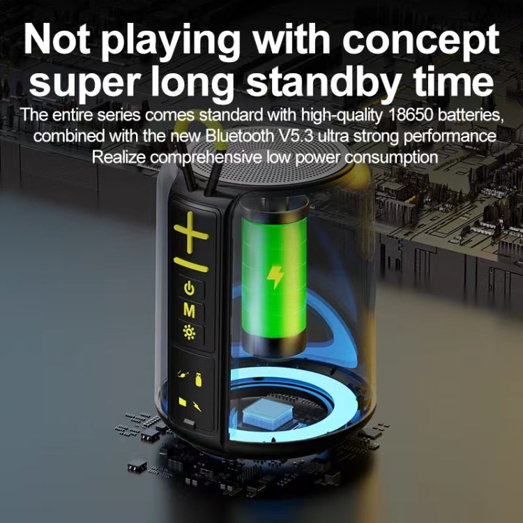 AEC S16 Portable LED Light Rainbow RGB Bluetooth Wireless TWS Speaker(Black)