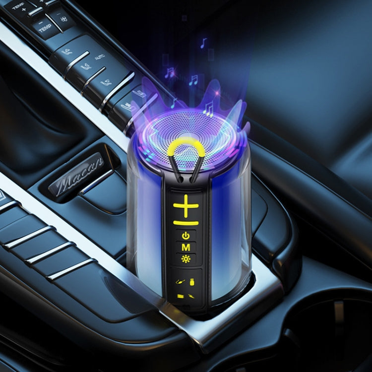AEC S16 Portable LED Light Rainbow RGB Bluetooth Wireless TWS Speaker(Black)