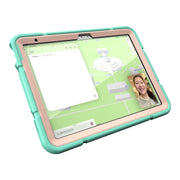 For iPad Air 11 2024 Armor Holder Silicone Hybrid PC Tablet Case(Mint Green Gold)