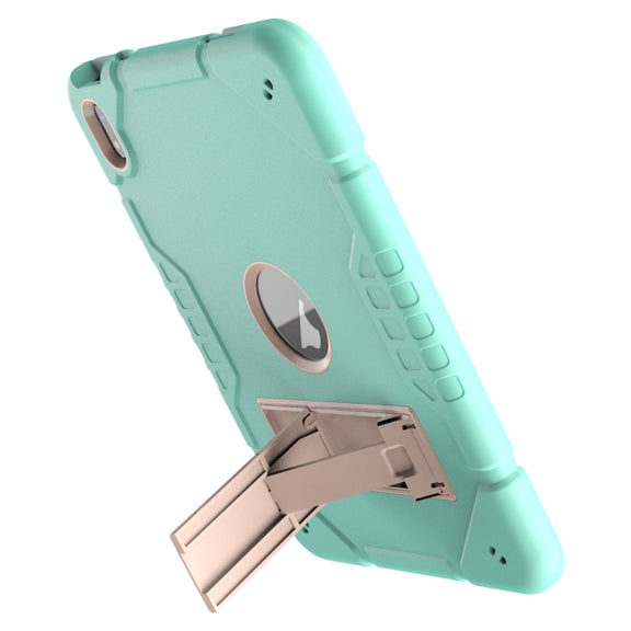 For iPad Air 11 2024 Armor Holder Silicone Hybrid PC Tablet Case(Mint Green Gold)