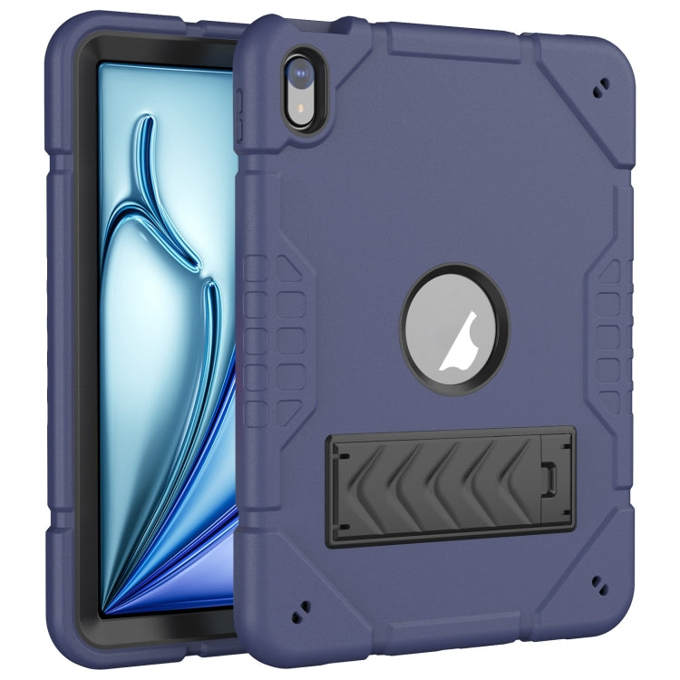 For iPad Air 11 2024 Armor Holder Silicone Hybrid PC Tablet Case(Navy Blue Black)