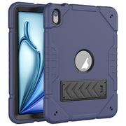 For iPad Air 11 2024 Armor Holder Silicone Hybrid PC Tablet Case(Navy Blue Black)