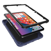 For iPad Air 11 2024 Armor Holder Silicone Hybrid PC Tablet Case(Navy Blue Black)