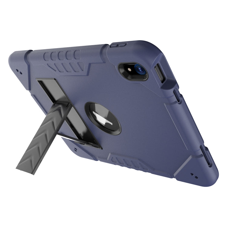For iPad Air 11 2024 Armor Holder Silicone Hybrid PC Tablet Case(Navy Blue Black)