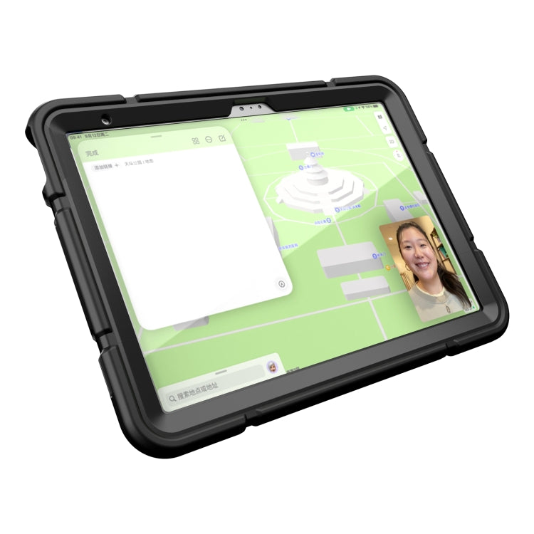 For iPad Air 11 2025 / 2024 Armor Holder Silicone Hybrid PC Tablet Case(Black)
