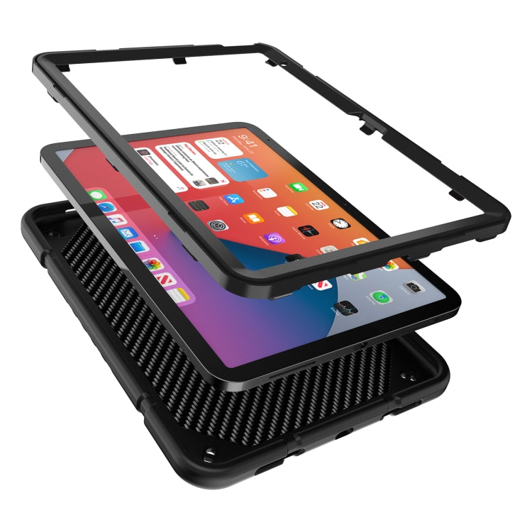 For iPad Air 11 2025 / 2024 Armor Holder Silicone Hybrid PC Tablet Case(Black)