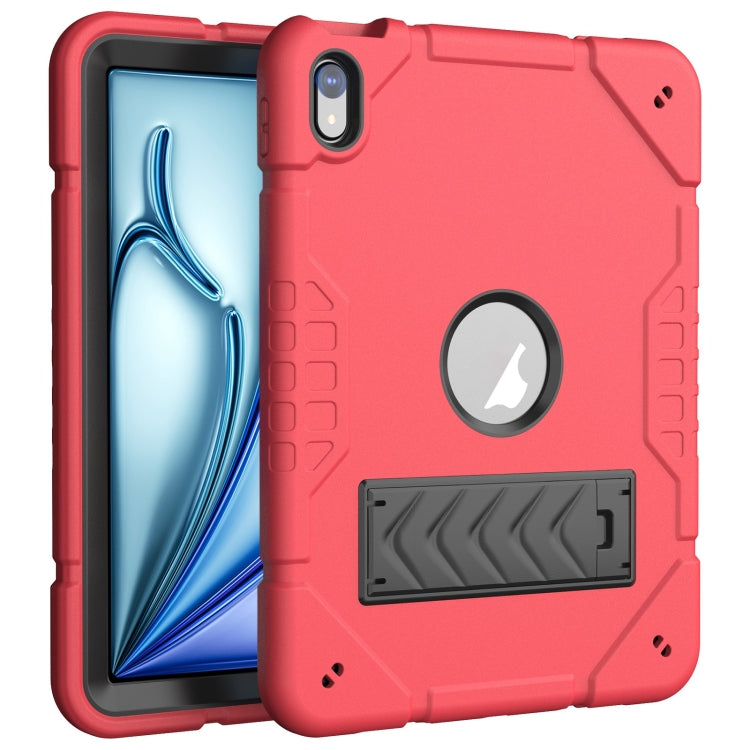 For iPad Air 11 2025 / 2024 Armor Holder Silicone Hybrid PC Tablet Case(Red Black)