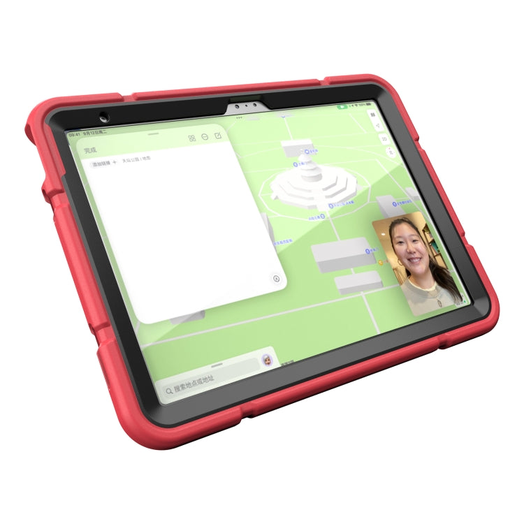 For iPad Air 11 2025 / 2024 Armor Holder Silicone Hybrid PC Tablet Case(Red Black)