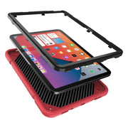For iPad Air 11 2025 / 2024 Armor Holder Silicone Hybrid PC Tablet Case(Red Black)