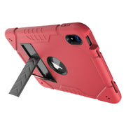 For iPad Air 11 2025 / 2024 Armor Holder Silicone Hybrid PC Tablet Case(Red Black)