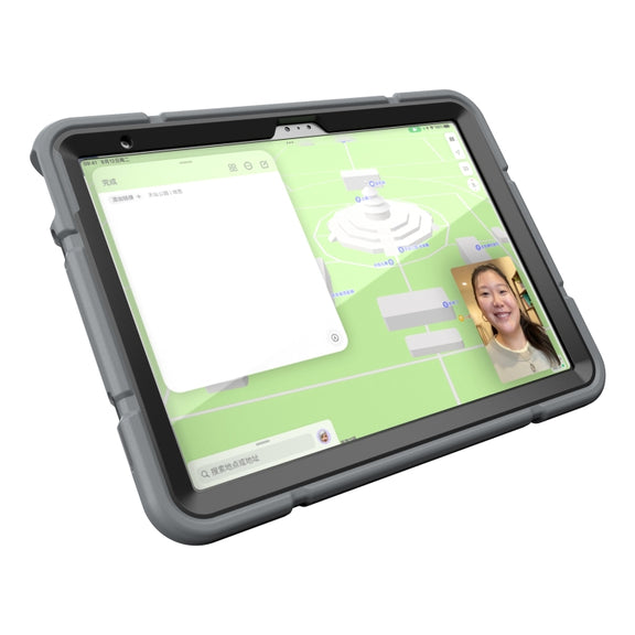 For iPad Air 11 2025 / 2024 Armor Holder Silicone Hybrid PC Tablet Case(Grey Black)