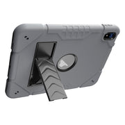 For iPad Air 11 2025 / 2024 Armor Holder Silicone Hybrid PC Tablet Case(Grey Black)