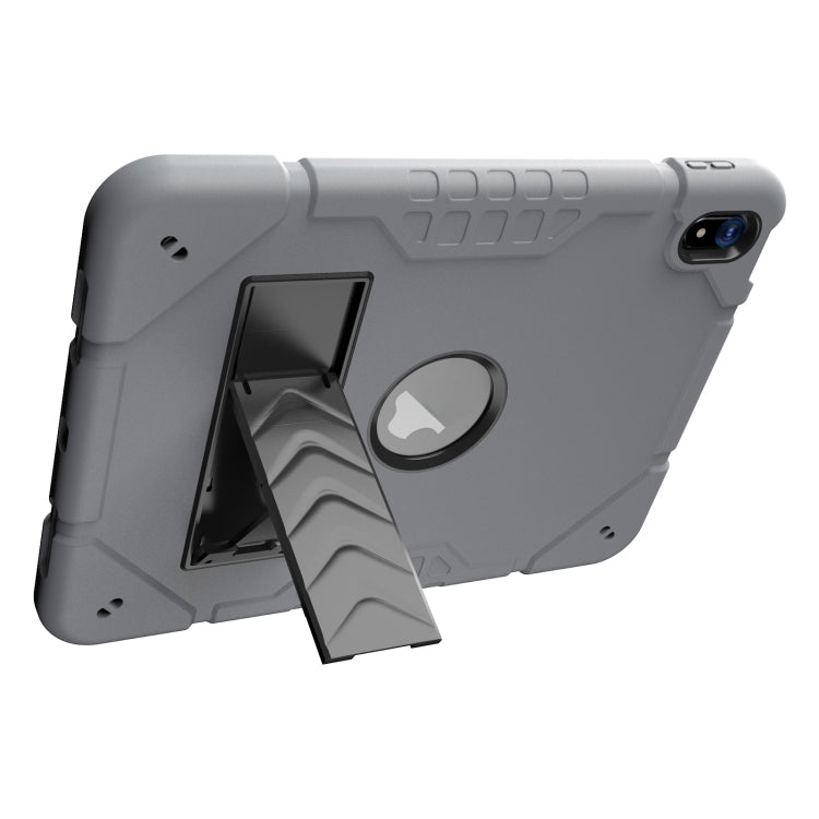 For iPad Air 11 2025 / 2024 Armor Holder Silicone Hybrid PC Tablet Case(Grey Black)