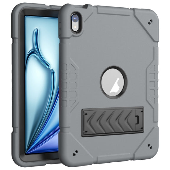 For iPad Air 11 2025 / 2024 Armor Holder Silicone Hybrid PC Tablet Case(Grey Black)