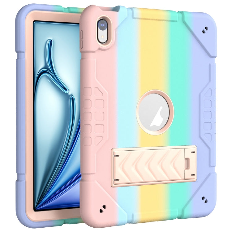 For iPad Air 11 2025 / 2024 Armor Holder Silicone Hybrid PC Tablet Case(Gradient Color Gold)