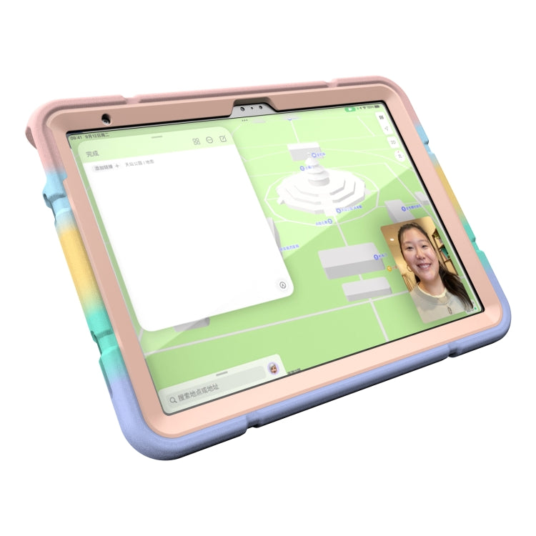 For iPad Air 11 2025 / 2024 Armor Holder Silicone Hybrid PC Tablet Case(Gradient Color Gold)