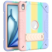For iPad Air 11 2025 / 2024 Armor Holder Silicone Hybrid PC Tablet Case(Gradient Color Gold)