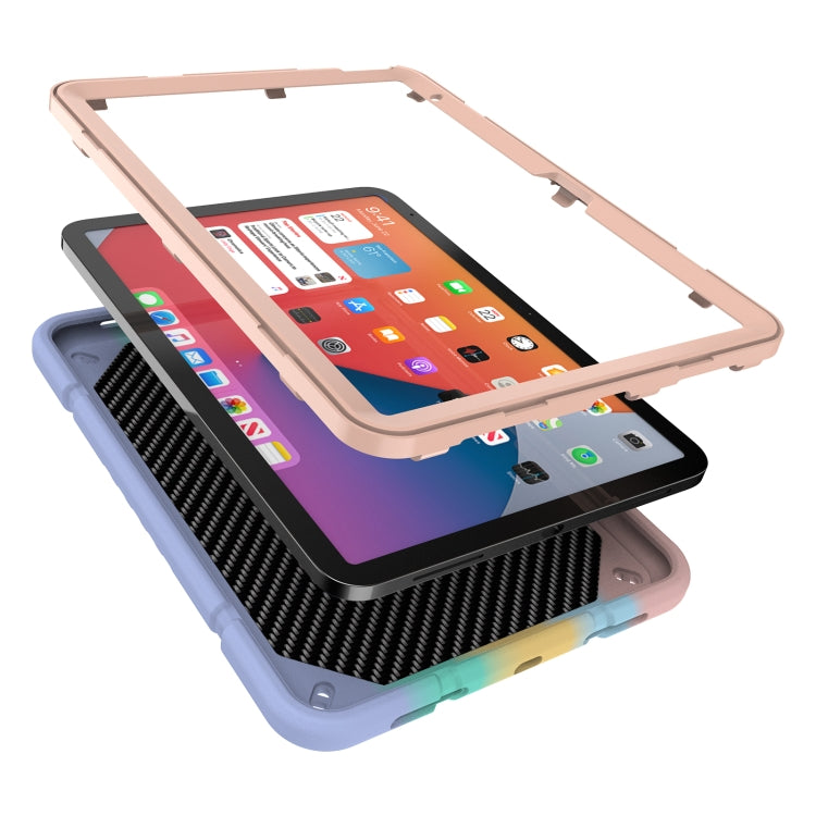 For iPad Air 11 2025 / 2024 Armor Holder Silicone Hybrid PC Tablet Case(Gradient Color Gold)
