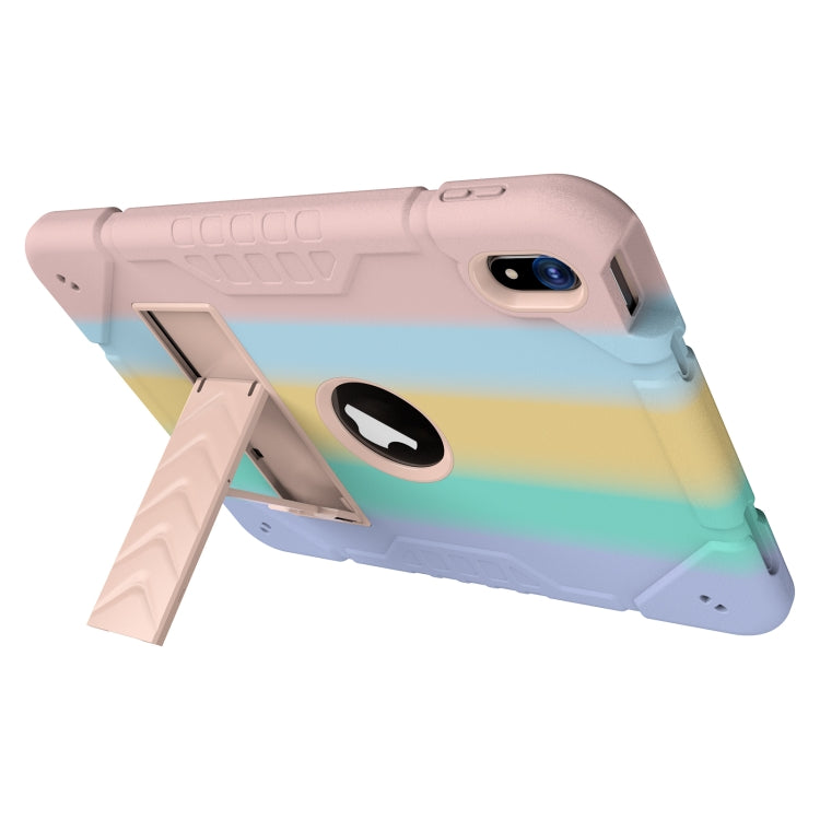 For iPad Air 11 2025 / 2024 Armor Holder Silicone Hybrid PC Tablet Case(Gradient Color Gold)