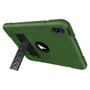 For iPad Air 11 2025 / 2024 Armor Holder Silicone Hybrid PC Tablet Case(Army Green Black)