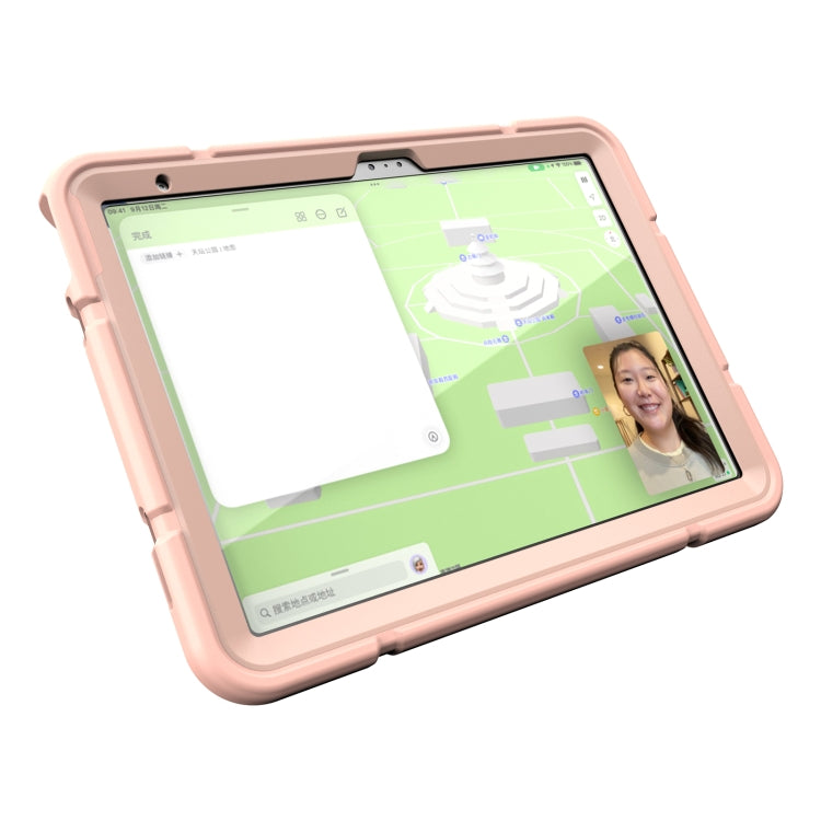 For iPad Air 11 2025 / 2024 Armor Holder Silicone Hybrid PC Tablet Case(Rose Gold)