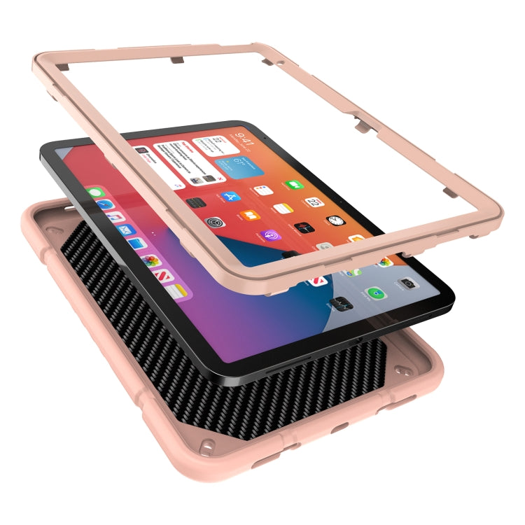 For iPad Air 11 2025 / 2024 Armor Holder Silicone Hybrid PC Tablet Case(Rose Gold)