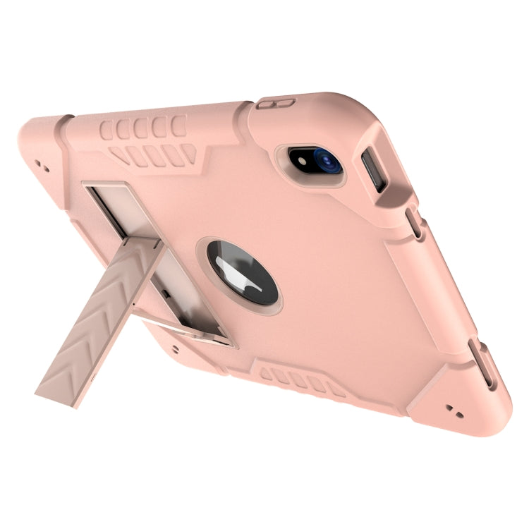 For iPad Air 11 2025 / 2024 Armor Holder Silicone Hybrid PC Tablet Case(Rose Gold)