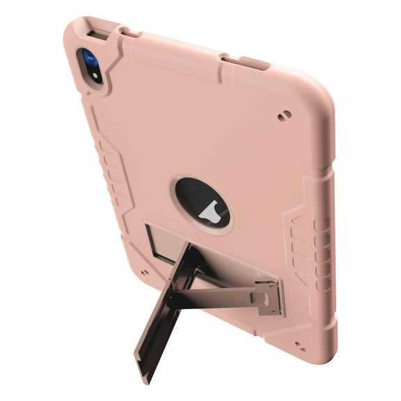 For iPad Air 11 2025 / 2024 Armor Holder Silicone Hybrid PC Tablet Case(Rose Gold)
