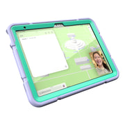 For iPad Air 11 2024 Armor Holder Silicone Hybrid PC Tablet Case(Purple Mint Green)