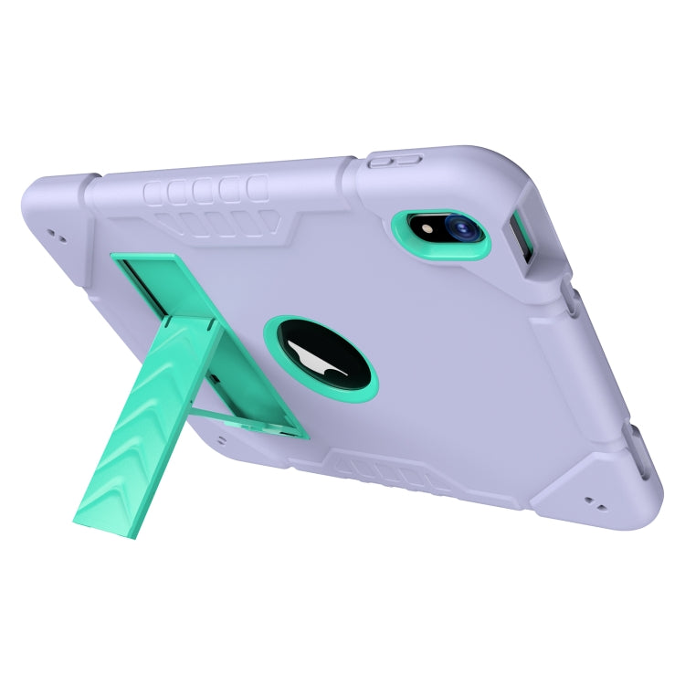 For iPad Air 11 2024 Armor Holder Silicone Hybrid PC Tablet Case(Purple Mint Green)