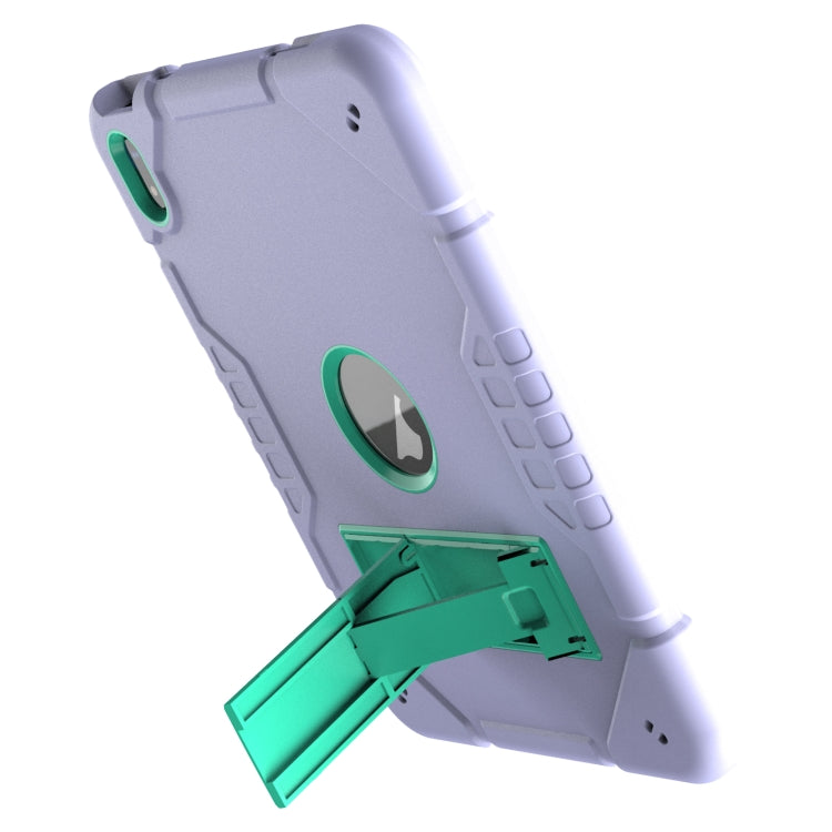 For iPad Air 11 2024 Armor Holder Silicone Hybrid PC Tablet Case(Purple Mint Green)