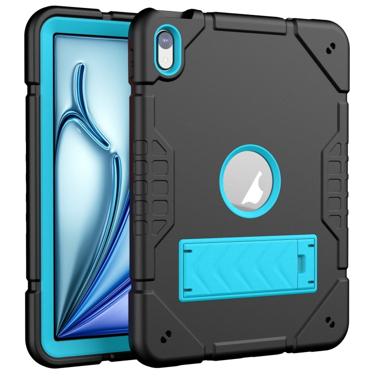 For iPad Air 11 2024 Armor Holder Silicone Hybrid PC Tablet Case(Black Blue)