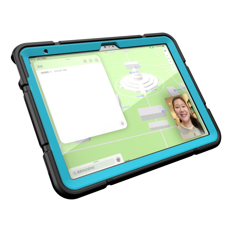 For iPad Air 11 2024 Armor Holder Silicone Hybrid PC Tablet Case(Black Blue)
