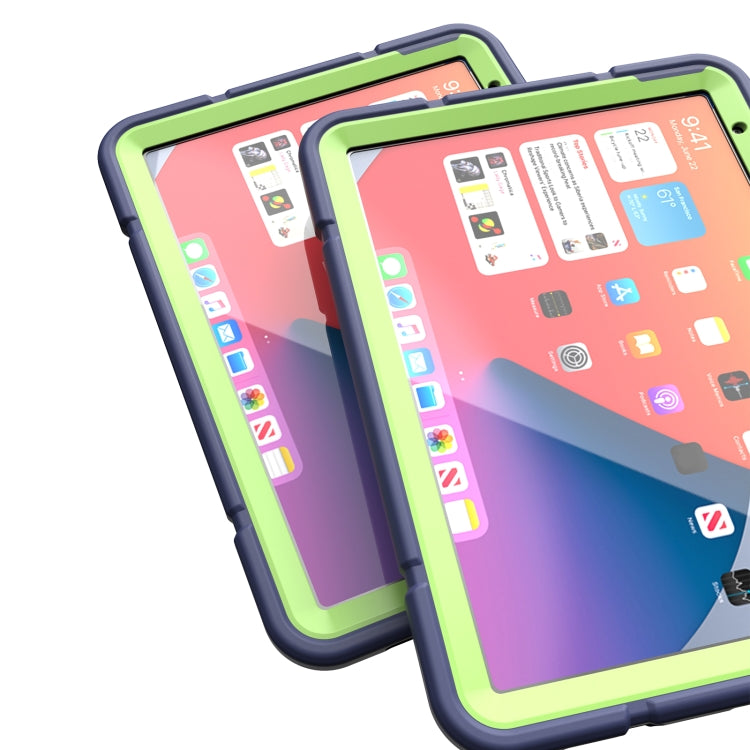 For iPad Air 11 2024 Armor Holder Silicone Hybrid PC Tablet Case(Navy Yellow Green)